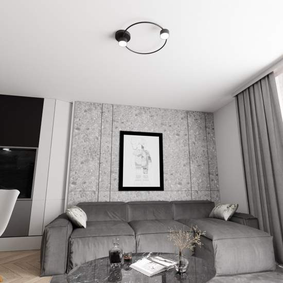 Plafoniera Moderna Zeus Acciaio Nero 2 Luci Gx53 Ip20 LA0001-EB-2-NR