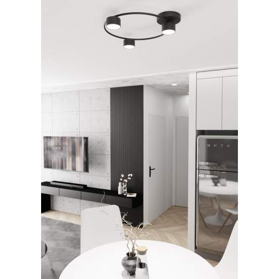 Plafoniera Moderna Zeus Acciaio Nero 3 Luci Gx53 Ip20 LA0001-EB-PL3-NR