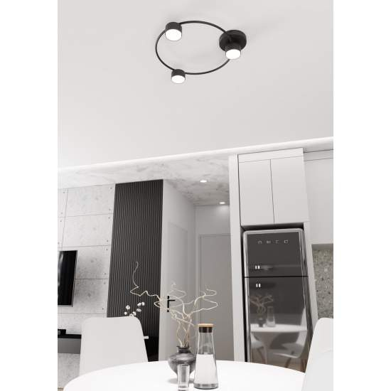Plafoniera Moderna Zeus Acciaio Nero 3 Luci Gx53 Ip20 LA0001-EB-PL3-NR
