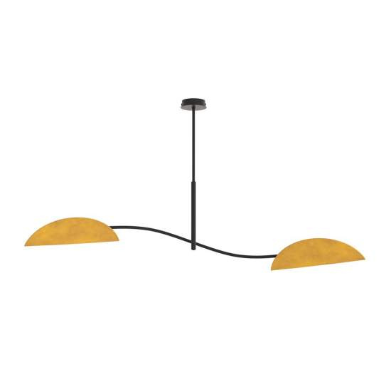 Plafoniera Moderna Ares Acciaio Nero Arancione 2 Luci E14 Ip20 LA0005-EB-PL2-NR-AR