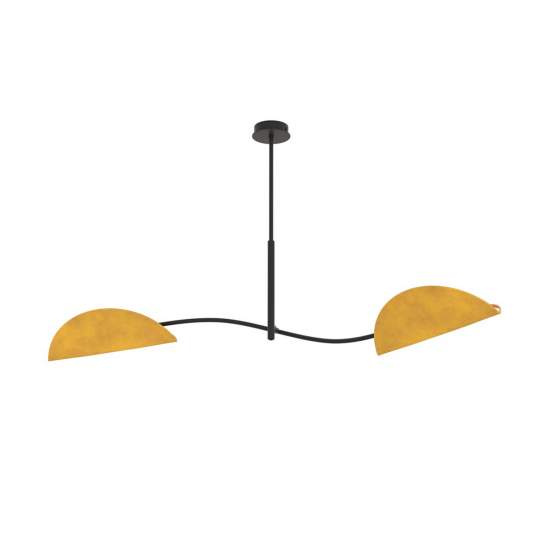 Plafoniera Moderna Ares Acciaio Nero Arancione 2 Luci E14 Ip20 LA0005-EB-PL2-NR-AR