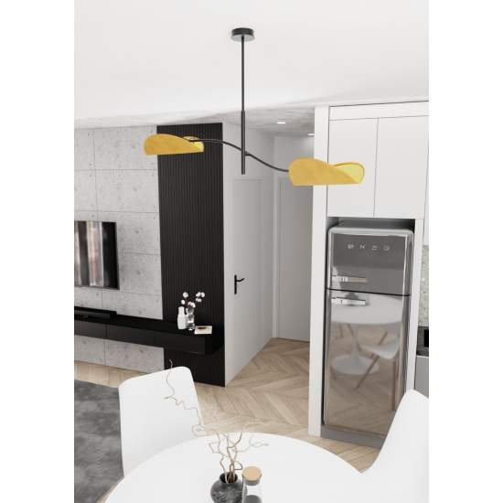 Plafoniera Moderna Ares Acciaio Nero Arancione 2 Luci E14 Ip20 LA0005-EB-PL2-NR-AR