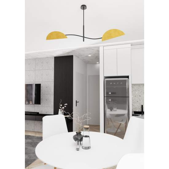 Plafoniera Moderna Ares Acciaio Nero Arancione 2 Luci E14 Ip20 LA0005-EB-PL2-NR-AR