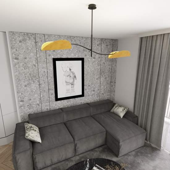 Plafoniera Moderna Ares Acciaio Nero Arancione 2 Luci E14 Ip20 LA0005-EB-PL2-NR-AR