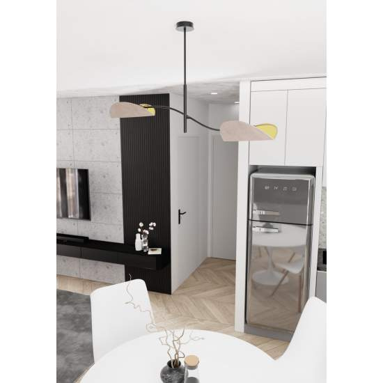 Plafoniera Moderna Ares Acciaio Nero Grigio 2 Luci E14 Ip20 LA0005-EB-PL2-NR-GR