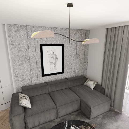 Plafoniera Moderna Ares Acciaio Nero Grigio 2 Luci E14 Ip20 LA0005-EB-PL2-NR-GR