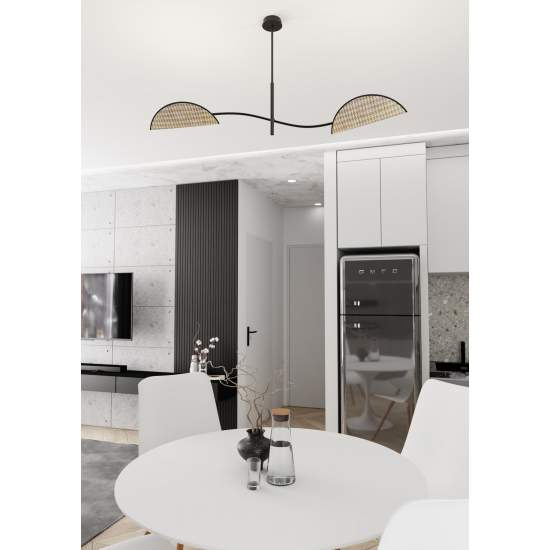 Plafoniera Moderna Ares Acciaio Nero 2 Luci E14 Ip20 LA0005-EB-PL2-NR-MA
