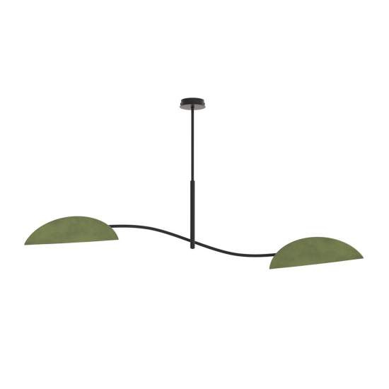 Plafoniera Moderna Ares Acciaio Nero Verde 2 Luci E14 Ip20 LA0005-EB-PL2-NR-VE