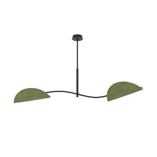 Plafoniera Moderna Ares Acciaio Nero Verde 2 Luci E14 Ip20 LA0005-EB-PL2-NR-VE