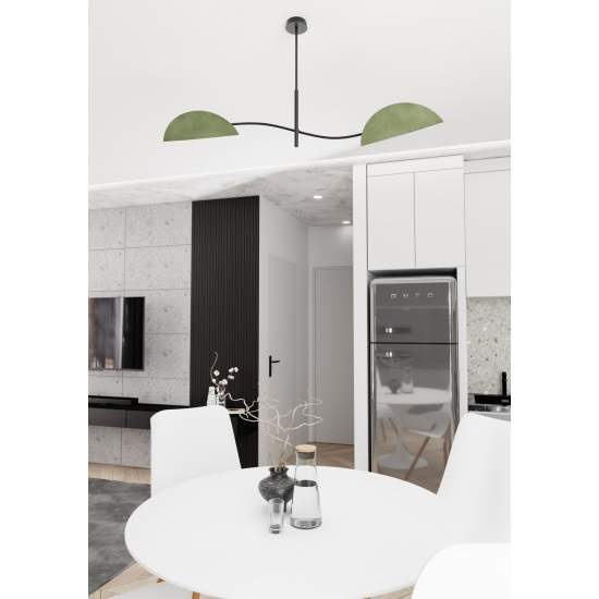 Plafoniera Moderna Ares Acciaio Nero Verde 2 Luci E14 Ip20 LA0005-EB-PL2-NR-VE