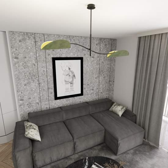 Plafoniera Moderna Ares Acciaio Nero Verde 2 Luci E14 Ip20 LA0005-EB-PL2-NR-VE