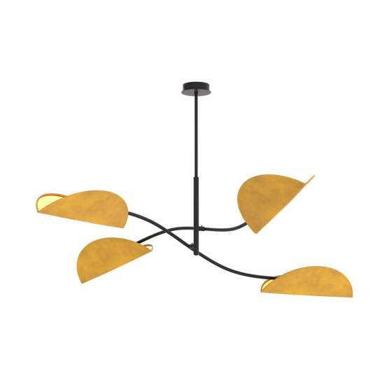 Plafoniera Moderna Ares Acciaio Nero Arancione 4 Luci E14 Ip20 LA0005-EB-PL4-NR-AR