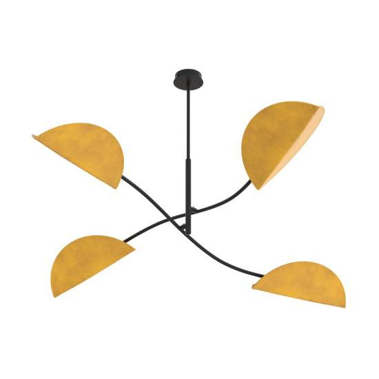 Plafoniera Moderna Ares Acciaio Nero Arancione 4 Luci E14 Ip20 LA0005-EB-PL4-NR-AR