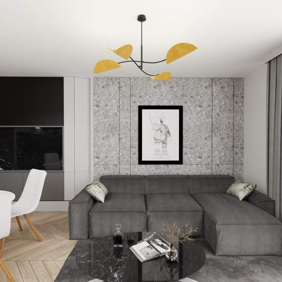 Plafoniera Moderna Ares Acciaio Nero Arancione 4 Luci E14 Ip20 LA0005-EB-PL4-NR-AR