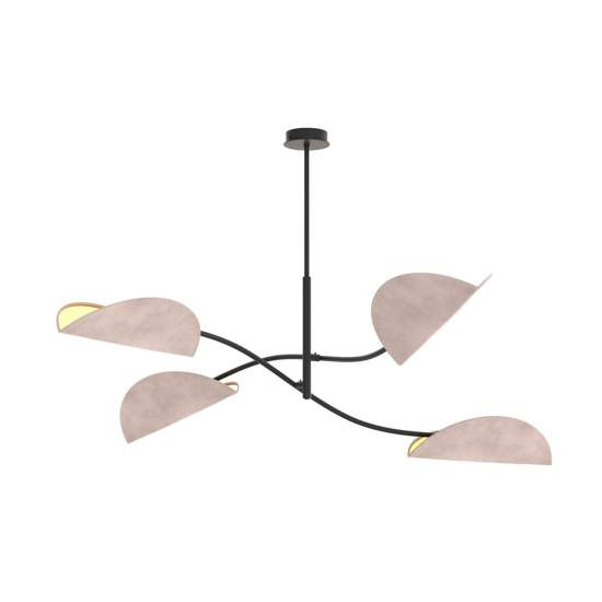 Plafoniera Moderna Ares Acciaio Nero Grigio 4 Luci E14 Ip20 LA0005-EB-PL4-NR-GR