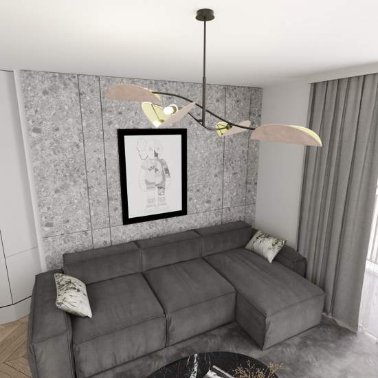 Plafoniera Moderna Ares Acciaio Nero Grigio 4 Luci E14 Ip20 LA0005-EB-PL4-NR-GR
