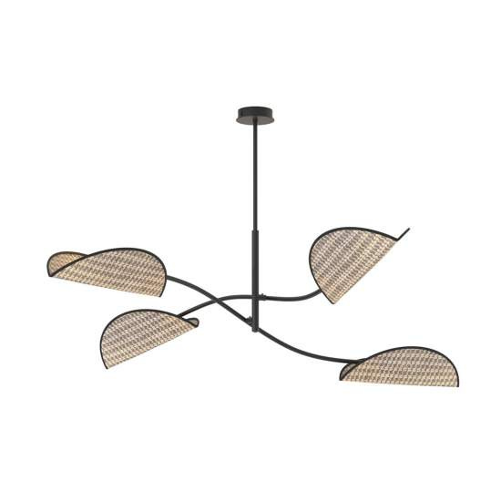 Plafoniera Moderna Ares Acciaio Nero 4 Luci E14 Ip20 LA0005-EB-PL4-NR-MA