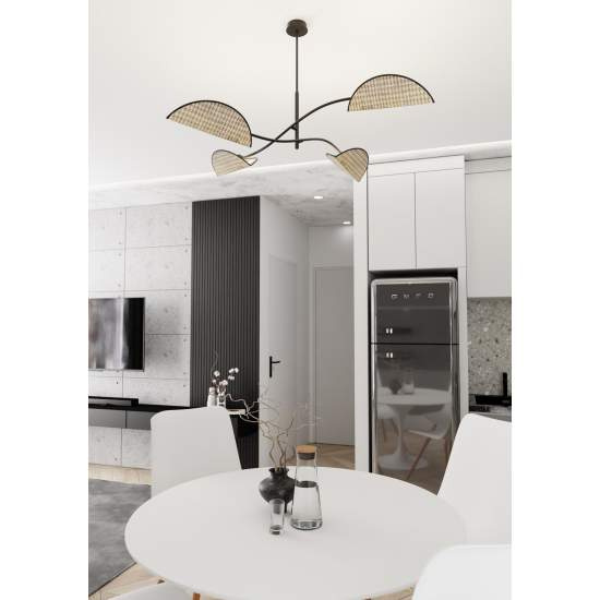 Plafoniera Moderna Ares Acciaio Nero 4 Luci E14 Ip20 LA0005-EB-PL4-NR-MA