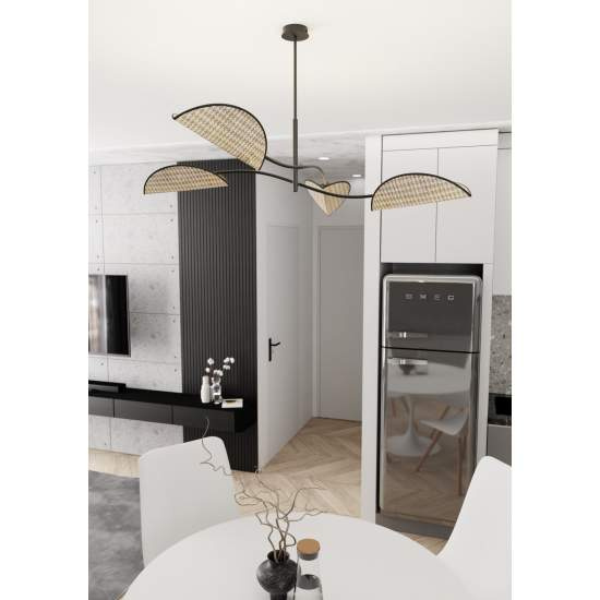 Plafoniera Moderna Ares Acciaio Nero 4 Luci E14 Ip20 LA0005-EB-PL4-NR-MA