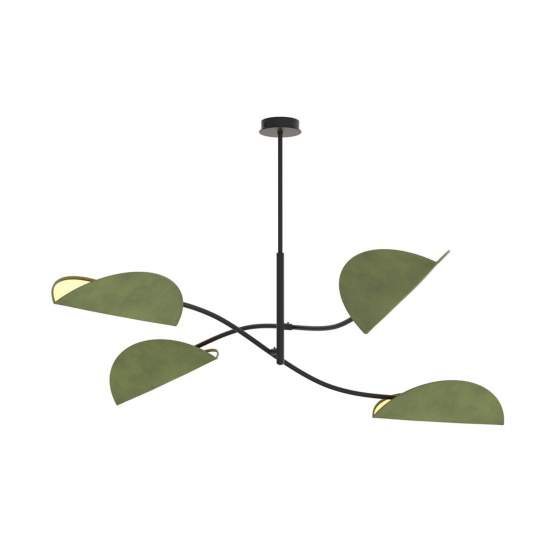 Plafoniera Moderna Ares Acciaio Nero Verde 4 Luci E14 Ip20 LA0005-EB-PL4-NR-VE