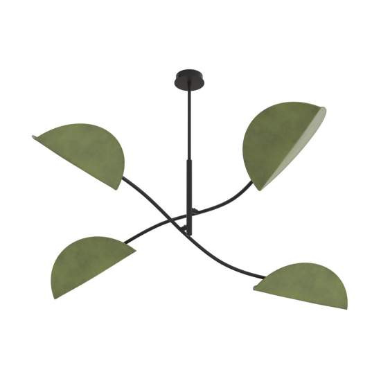 Plafoniera Moderna Ares Acciaio Nero Verde 4 Luci E14 Ip20 LA0005-EB-PL4-NR-VE