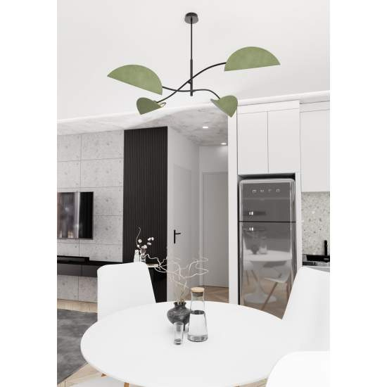 Plafoniera Moderna Ares Acciaio Nero Verde 4 Luci E14 Ip20 LA0005-EB-PL4-NR-VE
