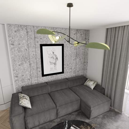 Plafoniera Moderna Ares Acciaio Nero Verde 4 Luci E14 Ip20 LA0005-EB-PL4-NR-VE