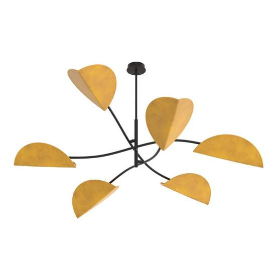 Plafoniera Moderna Ares Acciaio Nero Arancione 6 Luci E14 Ip20 LA0005-EB-PL6-NR-AR
