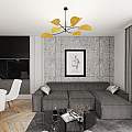 Plafoniera Moderna Ares Acciaio Nero Arancione 6 Luci E14 Ip20 LA0005-EB-PL6-NR-AR