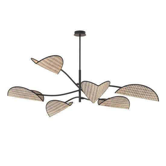 Plafoniera Moderna Ares Acciaio Nero 6 Luci E14 Ip20 LA0005-EB-PL6-NR-MA
