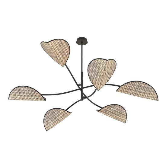 Plafoniera Moderna Ares Acciaio Nero 6 Luci E14 Ip20 LA0005-EB-PL6-NR-MA