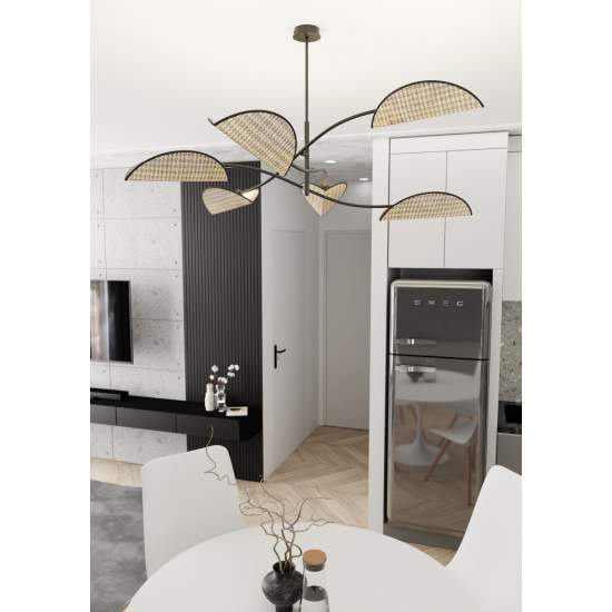 Plafoniera Moderna Ares Acciaio Nero 6 Luci E14 Ip20 LA0005-EB-PL6-NR-MA
