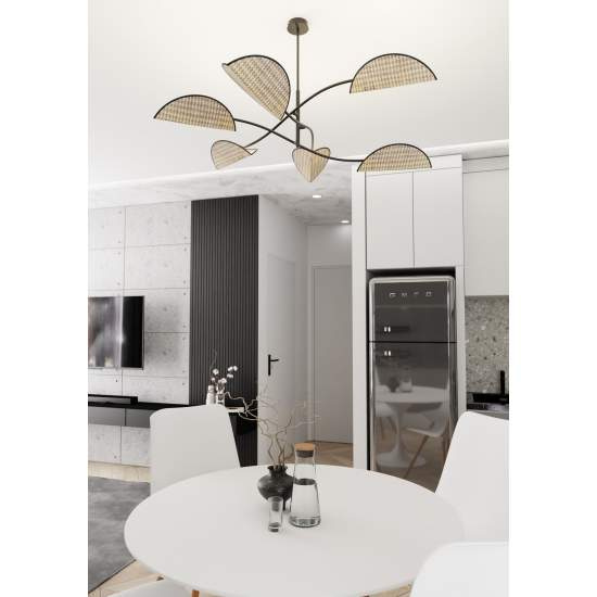 Plafoniera Moderna Ares Acciaio Nero 6 Luci E14 Ip20 LA0005-EB-PL6-NR-MA