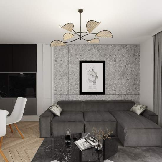 Plafoniera Moderna Ares Acciaio Nero 6 Luci E14 Ip20 LA0005-EB-PL6-NR-MA