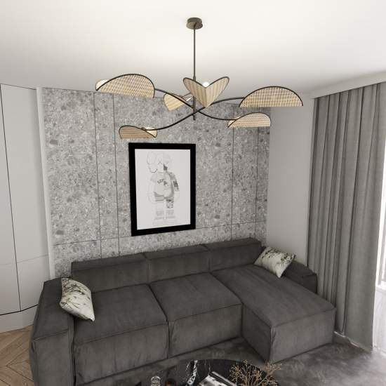 Plafoniera Moderna Ares Acciaio Nero 6 Luci E14 Ip20 LA0005-EB-PL6-NR-MA