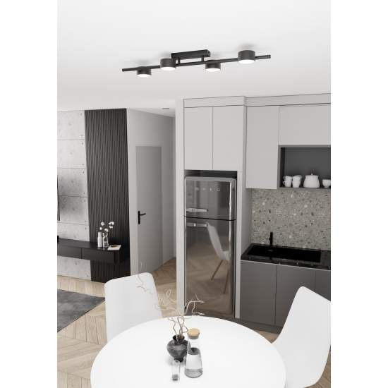 Plafoniera Moderna Apollo Acciaio Nero 4 Luci Gx53 Ip20 LA0007-EB-PL4-NR
