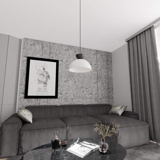 Lampadario Minimal Efesto Acciaio Bianco Nero 1 Luce Gx53 Ip20 LA0009-EB-1-BI-NR