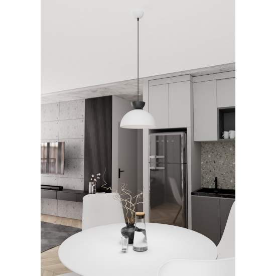 Lampadario Minimal Efesto Acciaio Bianco Nero 1 Luce Gx53 Ip20 LA0009-EB-1-BI-NR