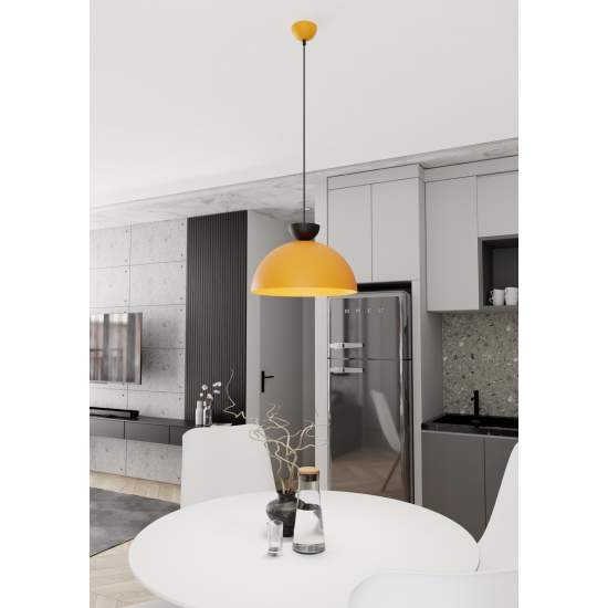 Lampadario Minimal Efesto Acciaio Nero Arancione 1 Luce Gx53 LA0009-EB-1-NR-AR2