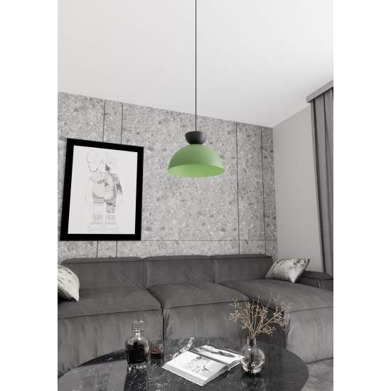 Lampadario Minimal Efesto Acciaio Nero Verde 1 Luce Gx53 Ip20 LA0009-EB-1-NR-VE