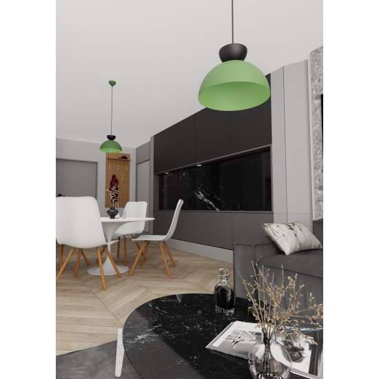 Lampadario Minimal Efesto Acciaio Nero Verde 1 Luce Gx53 Ip20 LA0009-EB-1-NR-VE