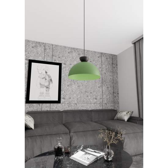 Lampadario Minimal Efesto Acciaio Nero Verde 1 Luce Gx53 LA0009-EB-1-NR-VE2