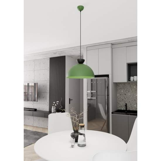 Lampadario Minimal Efesto Acciaio Nero Verde 1 Luce Gx53 LA0009-EB-1-NR-VE2