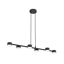Lampadario Minimal Cyllenius Acciaio Nero 6 Luci Gx53
