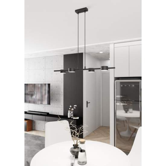 Lampadario Minimal Hermes Acciaio Nero 4 Luci Gx53 Ip20 LA0011-EB-4-NR
