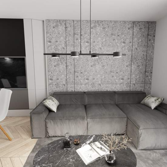 Lampadario Minimal Hermes Acciaio Nero 4 Luci Gx53 Ip20 LA0011-EB-4-NR