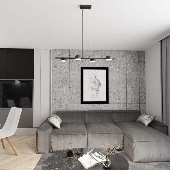Lampadario Minimal Hermes Acciaio Nero 4 Luci Gx53 Ip20 LA0011-EB-4-NR