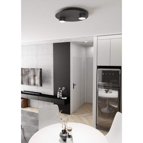 Plafoniera Moderna Dioniso Acciaio Nero 2 Luci Gx53 Ip20 LA0012-EB-PL2-NR