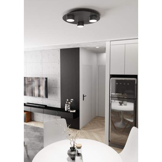 Plafoniera Moderna Dioniso Acciaio Nero 3 Luci Gx53 Ip20 LA0012-EB-PL3-NR