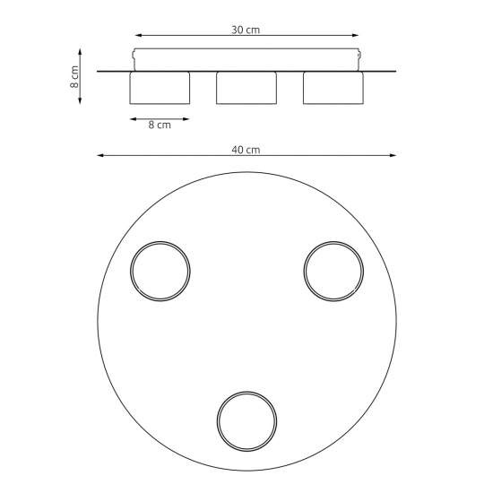 Plafoniera Moderna Dioniso Acciaio Nero 3 Luci Gx53 Ip20 LA0012-EB-PL3-NR